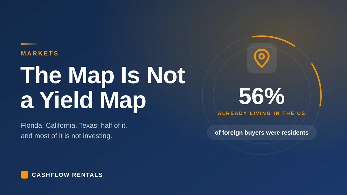Where foreign buyers buy US property, and how few of them are investing