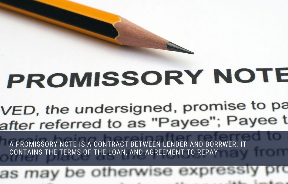 A promissory note is a contract between lender and borrwer. It contains the terms of the loan, and agreement to repay