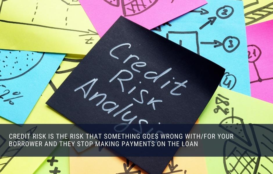 Credit risk is the risk that something goes wrong with/for your borrower and they stop making payments on the loan