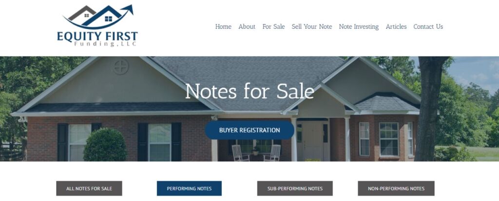 Equity First Funding offer mortgage notes for sale