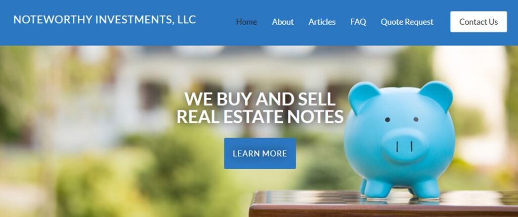 Noteworthy Investments are a Florida-based note investor offering notes for sale