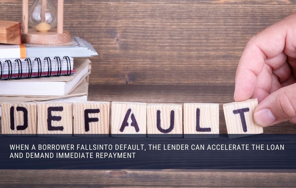 A borrower falls into default on a mortgage when they are 90 days or more behind on payments