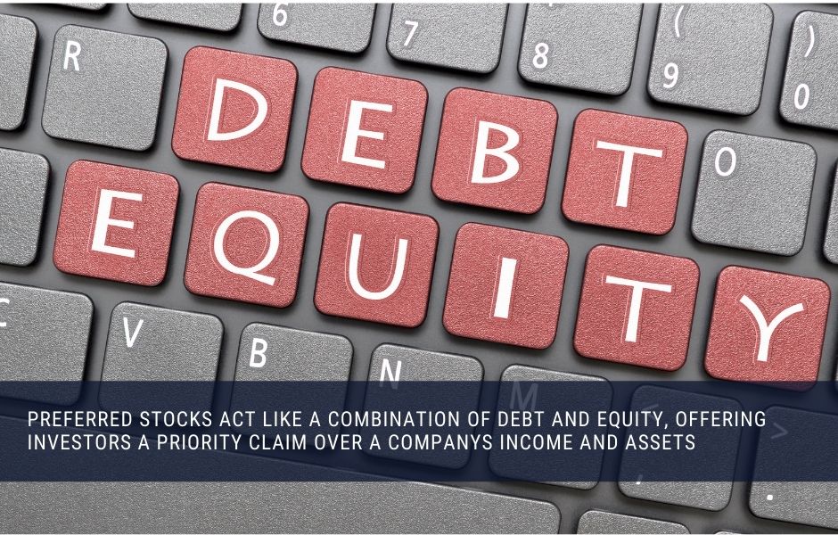 Preferred stocks act a bit like debt and equity, giving investors a priority claim over a company's income and assets