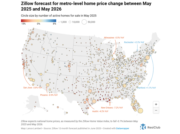 Zillow's US Home Price Forecast June 2025